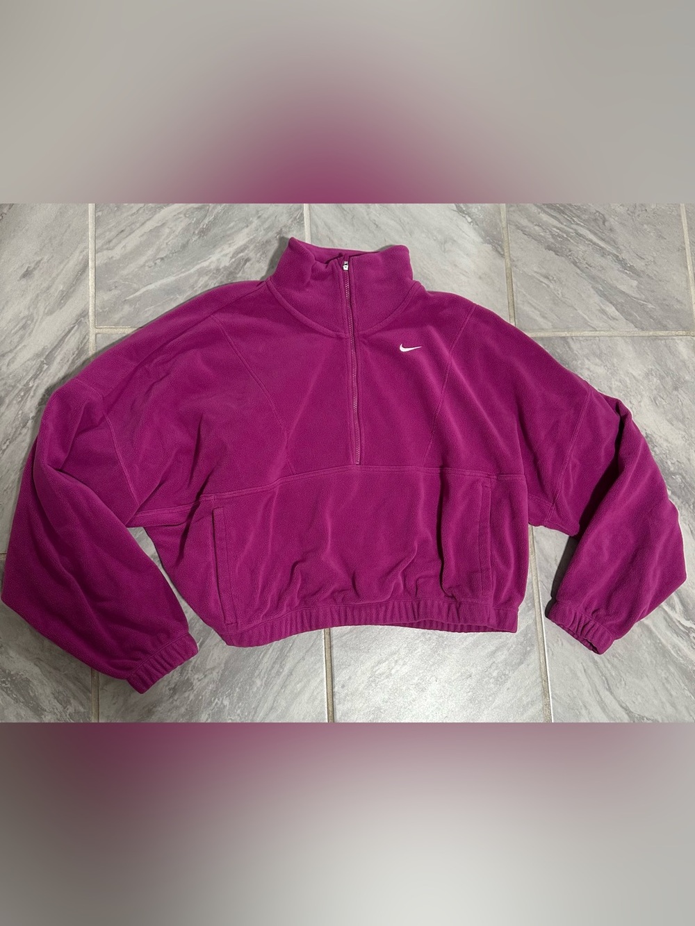 Nike Women’s Purple Pullover 1/4 Zip Sweater Size Small Cropped Therma Fit